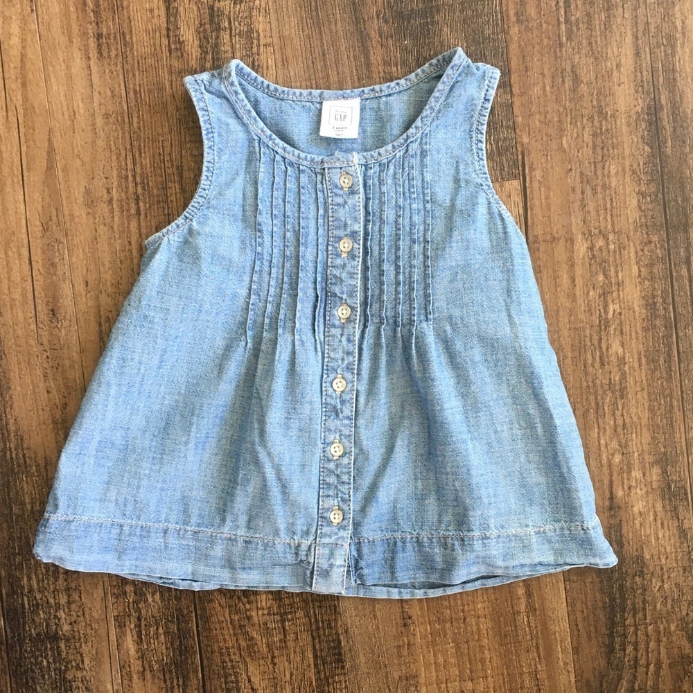 GAP Light Blue Sleeveless Button Down Shirt for Kids
